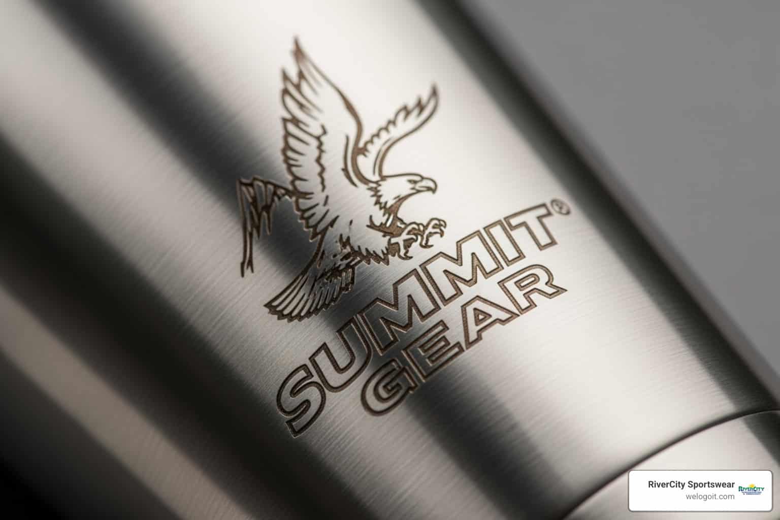 logo laser engraved onto stainless steel tumbler - custom promotional drinkware logo laser engraved onto stainless steel tumbler - custom promotional drinkware