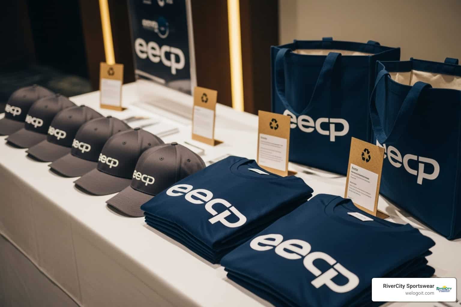 corporate-event-merchandise-image Custom merchandise in Kyle displayed on a conference/event counter.