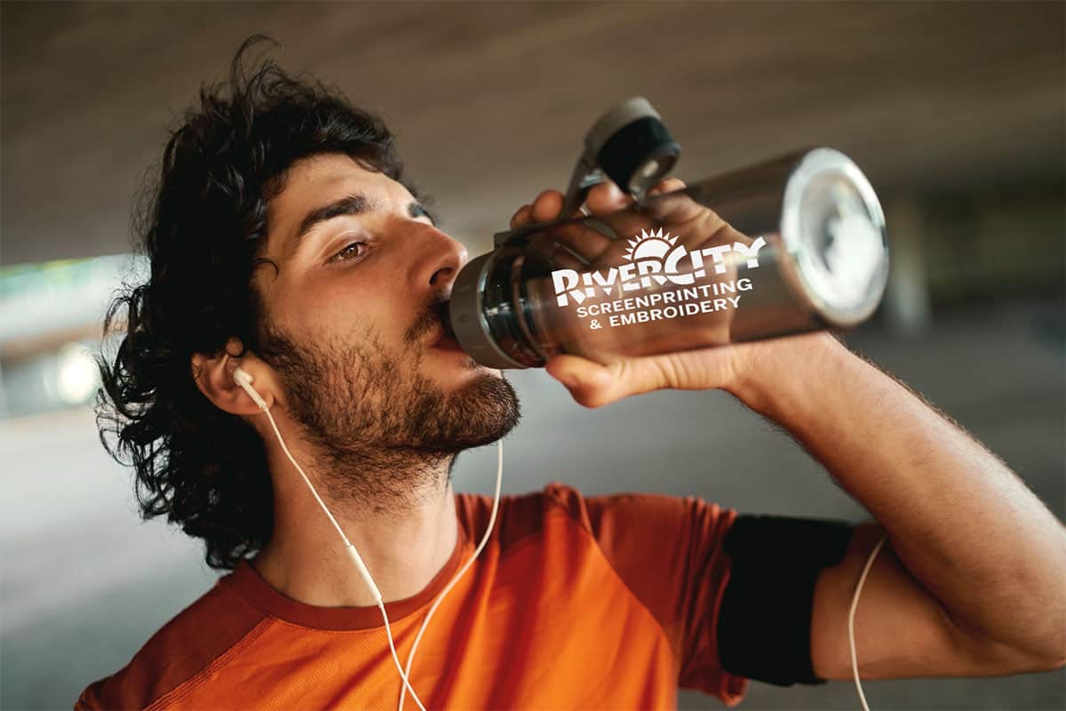man-using-promotional-water-bottle